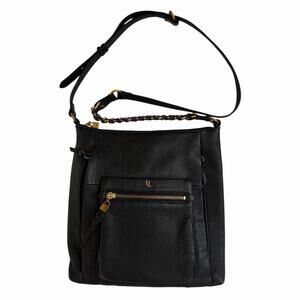 Elliott Lucca Black Pebbled Leather Crossbody Handbag Purse Adjustable Strap